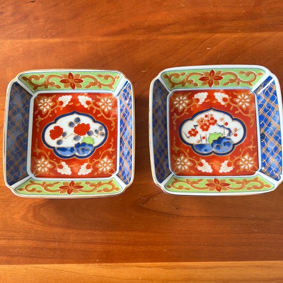 Set of two vintage Japanese Takahashi square trinket dishes - Picture 1 of 4